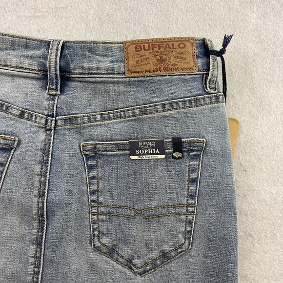 Buffalo David Bitton Sophia Skirt Womens 25 Blue High Rise Frayed Denim MSPR $69 - Picture 12 of 16